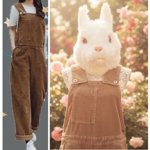 Women's Brown Corduroy Overalls- Petite Sizing